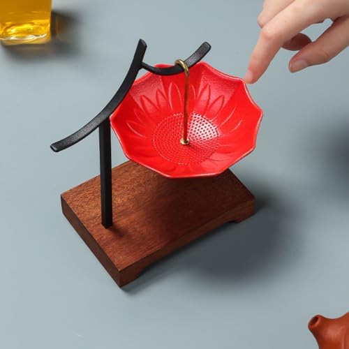 Porcelain Tea Filter with Hanging Hook, Red peony - Image 5
