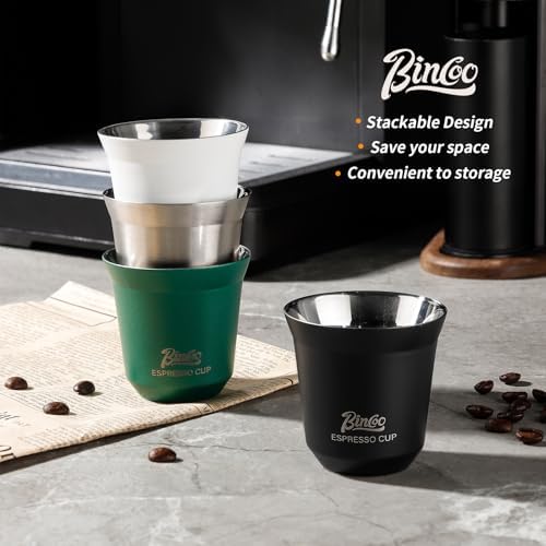 Bincoo Stackable Espresso Cups Set,2 Pack Double Wall Stainless Steel Insulated Espresso Shot Cups for Coffee Machines, Unbreakable and Stackable,2.7oz - Image 4