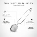 Stainless Steel Tea Ball Infuser with Fine Mesh Filter for Loose Leaf Tea, Reusable Spherical Strainer for Mugs and Teapots - Image 4