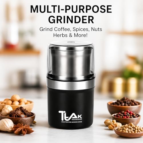 Coffee Grinder Electric, Herb/Spice Grinder with Removable Stainless Steel Blowl – Coffee Bean Grinder with 200W Powerful Copper Motor, Black - Image 2