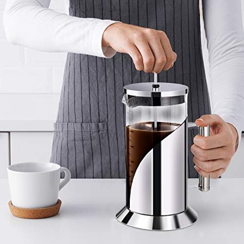 French Press Coffee Maker - 304 Grade Stainless Steel Coffee Maker - 4 Level Filtration System - Heat Resistant Borosilicate Glass - Coffee Press 34oz Bistro@Home - Image 4