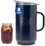 Cold Brew Pitcher, Stainless Steel, Spill Resistant Lid, Easy Pour, 67 Oz by StellaBlueCoffee