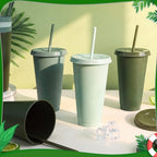 24 Pack Plastic Tumblers with Lids and Straws, Reusable Cups with Lids Plastic Colorful Cups for Parties Birthdays, Iced Coffee Cup Cold Drink Cups Bulk Tumblers (24 oz, Gradient Sage Green Colors) - Image 3