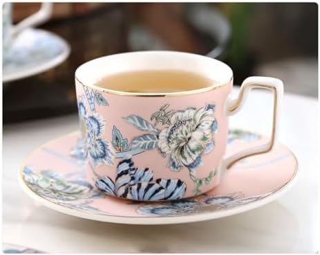 Coffee Cup Set with Saucer, Cup And Spoon, 200Ml Espresso Cups, Floral Ceramic Cups, Colorful Porcelain Coffee Mugs, Tea Cups, Mugs, Cappuccino Cups,Coffee cup b by AOPPLSOT