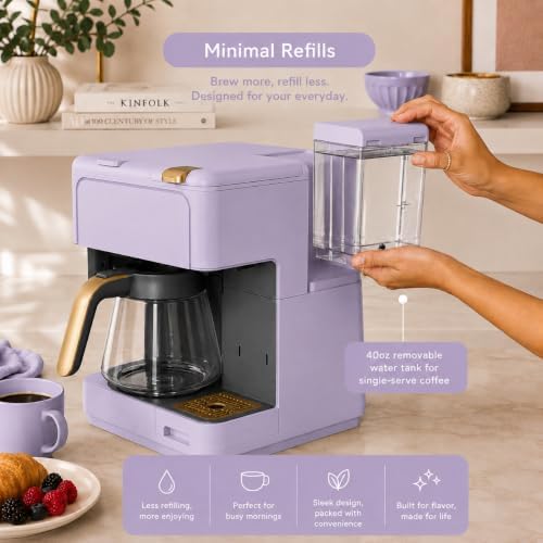 Multi-Brew Coffee Maker – 12-Cup Carafe & Single-Serve Pod or Grounds, Iced Coffee Mode, Programmable Touch Display, Includes Filters (LAVENDER) - Image 3