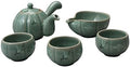 Korean Style Celadon Porcelain Pumpkin Bird Cloud Design Tea Ceremony Complete Service Gift Set Ceramic Pottery 11.8 oz (350ml) Side Handle Tea Pot Cups Teapot Pitcher Bowl for Cooling Hot Water by AntiqueAlive