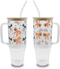 Halloween Bows 40oz Glass Tumbler with Handle, Lid and Straw by Sip-SipHooray