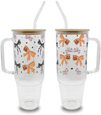 Halloween Bows 40oz Glass Tumbler with Handle, Lid and Straw by Sip-SipHooray