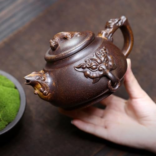 Tea Kettle Original Ore High Temperature Segment Clay Dragon and Phoenix Auspicious Purple Clay Teapot Home Kung Fu Teapot Ceramic Tea Infuser - Image 5