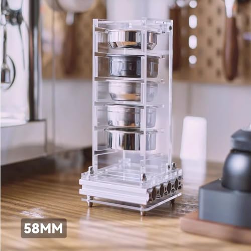 Desktop Espresso Portafilter Bracket, Filter Basket Stand Holder, Aluminum Alloy Base and Acrylic Bracket, for 58mm Espresso Machines and 58mm Coffee Puck Screens - Image 3
