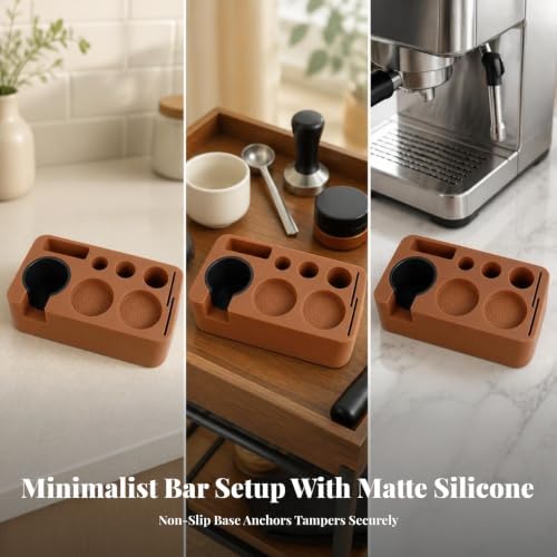Yajuyi Coffee Tamper Kit Organizer | Easy-to-Clean, Silicone pressing Mat with Portafilter Stand, for home use, Black - Image 7