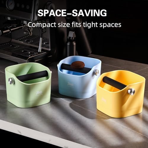 Espresso Knock Box - Bincoo Blue Espresso Machine Knock Box/Espresso Grounds Knock Box, Barista Style Coffee Knock Box for Grounds with Removable Shock-Absorbent Knock Bar and Anti-Slip Base. (Blue) - Image 6