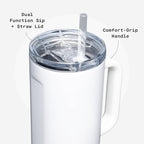 Corkcicle Cruiser Tumbler with Handle & Straw, 40 oz, White - Image 5