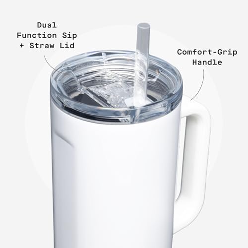 Corkcicle Cruiser Tumbler with Handle & Straw, 40 oz, White - Image 5