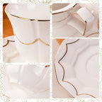 Tea Cups and Saucers Set of 2, 6.4oz Stackable Porcelain Coffee Cup, YFH12 - Image 5