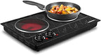 CUSIMAX Double Burner Electric Hot Plate for Cooking, 1800W, Black Marble by CUSIMAX