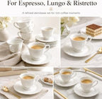 Espresso Cups and Saucers Set of 6, 3 oz White Orchid - Image 4