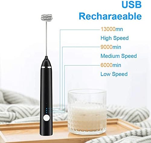 Stainless Steel Motor Milk Frother - Handheld Frother Whisk, Milk Foamer Frother, Mini Blender and Electric Mixer for Coffee, Frappe, Latte, Matcha (Color : Black) - Image 6
