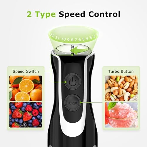 Bonsenkitchen Immersion Blender with Food Processor,12 Speeds & Turbo Mode - Image 4
