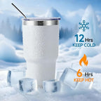 Volhoply 30oz Insulated Tumbler with Lid and Straw, Double Wall Inner & Outer 304 Stainless Steel Tumblers Bulk, Powder Coated Coffee Cup for Office, Home, Travel (White,8 Pack) - Image 4