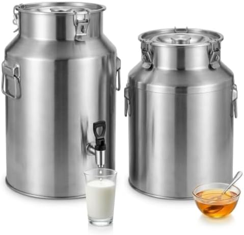 Stainless Steel Milk Can with Spigot Milk Bucket Beverage Dispenser by Unknown