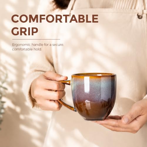 theterra Ceramic Coffee Mugs Set of 6, 12 oz Coffee Cups with Handle - Image 7