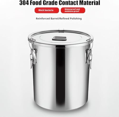 3.17Gal 304 Stainless Steel Airtight Canister,Metal Bucket Large Stainless Steel Canisters - Locking Clamp & Airtight Lids - Dog Food/Bird Seed/Coffee Storage Container - Image 6