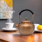50.7oz Elegant Chinese Style Copper Tea Kettle For Stovetop, Non-Coating Pure Copper Teapot with Stainless Steel Infuser For Loose Tea, Large and Solid Tea Pot(1500ml) - Image 2