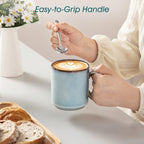 vancasso ONION Ceramic Coffee Mugs Set of 6, 16 Oz Coffee Cups for Latte, Cappuccino, Tea & Hot Cocoa, Artisan Modern Style for Coffee Bar, Home & Kitchen, Microwave & Dishwasher Safe, Light Blue Gray - Image 5