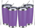 MEWAY 20oz Tumbler 4 Pack Double Wall Vacuum Insulated Travel Mug Bulk, Stainless Steel Tumblers with Lid and Straw, Durable Powder Coated Coffee Cups for Cold & Hot Drinks (Purple, 4) by MEWAY