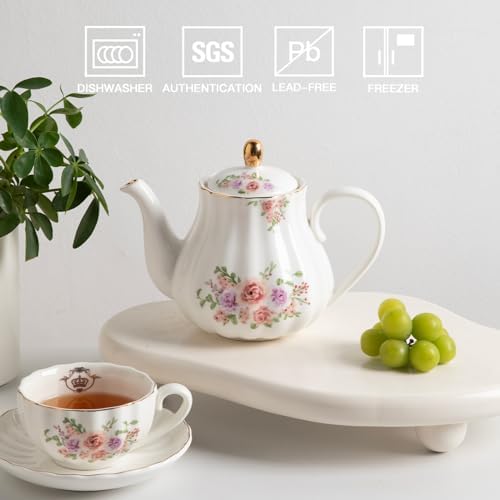 Sweejar 28FLOZ Royal Teapot with Infuser,Porcelain Tea Pot - Image 2