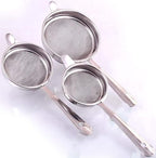 Steel Chalani, Stainless Steel Tea Strainer Chalni Double Mesh Last Long Set of 3 Pcs (8,9,10 cm) - Image 2