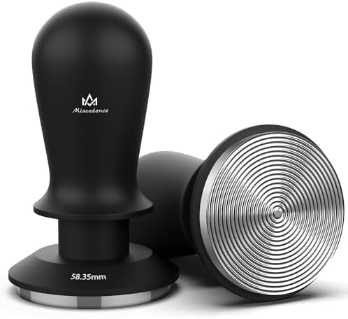 Espresso Tamper 58.35mm - Calibrated Spring-Loaded Coffee Tamper with Constant Pressure, Triple-Spring Impact & Sound Feedback for Barista Home Use (Black, 58.35mm) by Miscedence