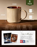 famiware Coffee Mug Set of 8, Star 12 oz Ceramic Mugs Cups Set with Handle - Image 6