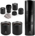 VSSL - Nest Pour Over Coffee Kit | Coffee Maker for Camping | All-In-One Travel Pour Over | Transportable Dripper, Two 10oz Stainless Steel Travel Mugs | Compact Storage & Adventure Ready | Black by VSSL
