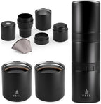 VSSL - Nest Pour Over Coffee Kit | Coffee Maker for Camping | All-In-One Travel Pour Over | Transportable Dripper, Two 10oz Stainless Steel Travel Mugs | Compact Storage & Adventure Ready | Black by VSSL