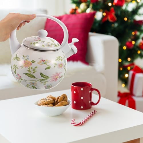 Hemoton Enamel Tea Kettle 2.2 Quart Stovetop Whistling Water Kettle Thickened Steel Enamel Teapot for Home and Office Kitchen - Image 7