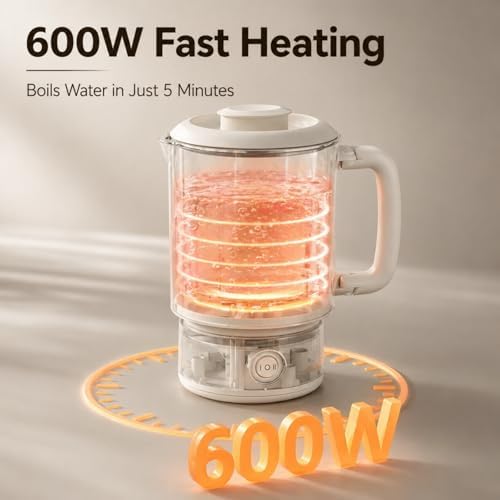 Small Electric Kettle, 0.6L Foldable Travel Kettle, Stainless Steel Inner Dual Heating Modes, Compact Hot Water Kettle for Travel, Camping, Office - Image 4
