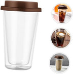 GLEAVI Double Wall Glass Coffee Mug Coffee Cup 350ml with Silicone Lid - Image 4