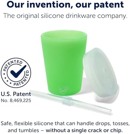 Silipint 8oz Silicone Tumbler with Straw and Lid – Unbreakable, BPA Free, Non-Toxic, Dishwasher, Microwave, Freezer Safe Tumbler Cup – Reusable Drinkware for Juice (Glow Green, 8oz - Pack of 4) - Image 3