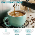 Teocera 16oz Large Coffee Mugs Set of 4 - Thick Mint Green Porcelain Cups for Cappuccino, Latte, Tea & Hot Chocolate - Dishwasher Safe Ceramic with Comfort Grip Handles - Image 3