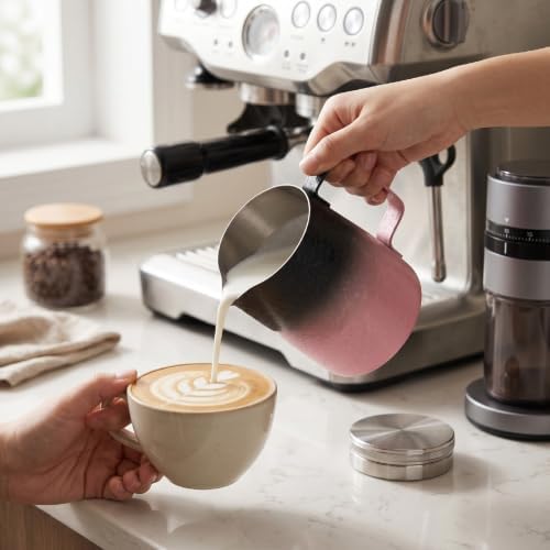 Stainless Steel Coffee Frothing Pitcher, 450ml (Gradient Pink) - Image 3