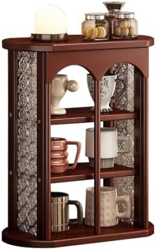 Wooden Mug Holder Countertop, Freestanding Grid Vintage Coffee Cup Display Stand, Rustic Coffee Mug Holder Organizer for Kitchen, Coffee Station,Brown,6 Grid by Unknown