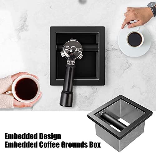 SANTOW Bottomless Knock Box Chute, Open Bottom Knock Box Chute, Built-in Desktop Waste Bucket, 3.2L Stainless Steel Bottomless Knocking Residue Box for Home, Cafe, Restaurant and Hotel Use - Image 6