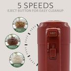 WILLOW Eco Series Electric Hand Mixer, 5 Speed Ultra Power Handheld Mixer with Stainless Steel Whisks, Beaters & Dough Hooks + Eject Button, 350W Kitchen Mixer with Snap-On Storage Case - BURGUNDY - Image 3