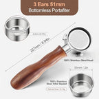 51mm Bottomless Portafilter with Puck Screen, 3 Ears Stainless Steel Head, Compatible with CASABREWS CM5418, 3700Essential, 3700Gense Espresso Machines, Includes 304 Stainless Steel Filter Basket - Image 3