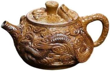 Tea Kettle Creative Chinese Hand-Carved Dragon Teapot Tea Art Retro Tea Maker Ceramic Tea Infuser by Unknown