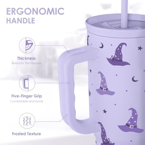Halloween Stainless Steel Slider Tumbler with Handle 40 Ounces with Lid, Travel Cup, Insulated Bottles for Girls Women - Image 3