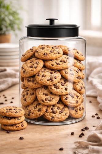 Dusk Glass Storage Jar, 3 Gallon Capacity, Crystal Clear with Black Metal Lid, for Food Display and Storage - Image 2