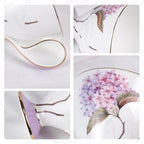 KAMMAK Tea Cups Set of 2,Ceramic Floral Pattern Demitasse Cup - Image 4